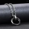 Colliers pendants Wangaiyao Collier masculin à la tendance Hip Hop Femme Personnalité Jewelry Three Ring Titanium Steel Access