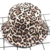 Szerokie czapki z czapki lamparta odwracalna żeńska kubełko Hip Hop Printed Women Summer Hat Cap Fishing Fishing Lady Panama Casual Female Cap Sunhat G230224