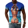 Camisetas de verano para hombre, camiseta de moda alternativa, fresca, de secado rápido, clásica, cuello redondo, divertida, Hip Hop, playa, chica Sexy, 3D HD