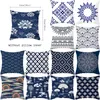 Pillow Mandala Polyester Cover Peach Skin Velvet Blue And White Porcelain Sofa Home Decorative Pillows