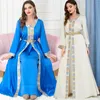 Etniska kläder 2023 Elegant kvinna Eid klänning Jalabiya Muslim Abaya Belted Party Evening 2 PCS Set Kaftan Dubai Ramadan Long Robe Islamic