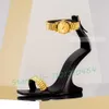 Sandały metalowy zegarek klin Kobiety Summer Eleganckie obcasy Fretwork Złote buty 2023 Luksusowe swobodne kostki