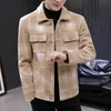 Mélanges de laine pour hommes 2023 automne hiver laine à carreaux vestes courtes mâle décontracté manteaux minces dames imitation vison velours trench vêtements d'extérieur O627 Ke