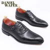 Kleid Schuhe Elegante Herren Echtes Leder Oxford Schnalle Riemen Büro Hochzeit Braun Brogue Spitzschuh Formale Schuh 230224