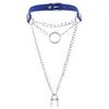 Pendant Necklaces WANGAIYAO Super Cool Harajuku O-ring Chain Lock Collar Necklace Fashion Trend Leather Ring Neck