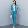 Женские спортивные костюмы Super Quality Blazer Set 2023 Spring Два часа работают в офисной леди одно пуговица с широкими брюками для ног