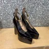 Spitze wasserdichte Plateauschuhe von Dress Shoe mit superhohem, dickem Absatz und flachen Schlitzen und Mary Jane-Einzelschuhen aus Lackleder 230225