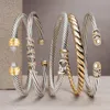 비즈 Godki Trendy Trendy Luxury Stackable Bangle Cuff for Women Wedding Full Cubic Zircon Crystal Cz Dubai Silver Color Party 팔찌 230225