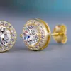 Orecchini a bottone con diamanti in zircone cubico di qualità Orecchini in argento oro rosa da donna, gioielli di moda, regalo di nozze, volontà e sabbia