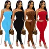 Femmes Combinaisons Designer 2023 New Slim Summer Casual Sexy Solid Back Plissé Strap Barboteuses 4 Couleurs