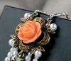 Pendant Necklaces Arrival Rose Flower Long Necklace Simple Resin Imitation Pearl For Women Costume Accessories Gifts