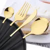 Dinnerware Sets 6 People White Gold Dinnerware Cutlery Set Western Mirror Stainless Steel Tableware Knife Fork Spoon Flatware Kitchen Silverware 230224