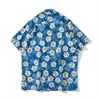 Mäns casual skjortor Dark Daisy Full Printed Beach Shirts Men Women Thin Material Summer Hawaiian Shirts Man Blue Z0224