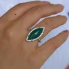 Wedding Rings Exquisite Calaite Bague Vintage & Engagement Ring With Green Stone Cubic Zirconia Jewelry For Women Lady Mujer