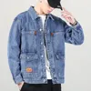 Herrjackor svartblå denim kortjacka män jeans jacka rockar casual vindbrytare fickor övergripande bombare streetwear man kläder outwear 230225