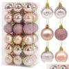 car dvr Christmas Decorations 36Pcs Rose Gold Plastic Balls Ornament 4Cm Hang Pendant Ball Indoor Year Xmas Tree Decor Home Decoration 22091 Dhkre