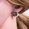 Boucles d'oreilles créoles Vintage bohémien pour femmes, petites boucles d'oreilles rondes en strass, bijoux brillants à la mode, 2023