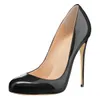 Торговые туфли бренд бренд весенний черные насосы сексуальная патентная кожа тонкая высокая каблука свадебные ночные каблуки на каблуках круглого пальца плюс размер D019A 230225