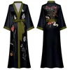 Damesgewaad Spring Zomer Vrouwen Lange gewaad Kimono Bathrobe jurk sexy zwarte print slaapkleding nachthemd casual halve mouw satijnen huisjurk 230225