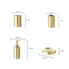 Badtillbehör Set Luxury Gold Stainless Steel Badrumstillbehör Vävnadslåda Svålskål Lotion Bottle Mouth Waz Cup Tandborste Holder Toalettborste 230224