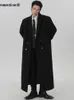 مزيج الرجال من Mauroicardi خريف وشتاء طويل أسود معطف دافئ كبير الحجم الرجال منصات الكتف مزدوجة الصدر ملابس خارجية فاخرة 230225