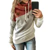 Women's Hoodies Sweatshirts Women Autumn Winter Hoodie Color Block Patchwork Autumn Winter Long Sleeve Drawstring Hooded Sweatshirt for Daily Wear 230224