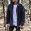 Men's Jackets Casual Men's Clothing Winter Long Sleeve Pockets Fleece Warm Hooded Loose Coat