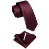 Neck Ties Burgundy Red Luxury Men's Tie Pocket Square Clip Set Fashion Silk Exported Brand 6 CM Slim Necktie for Man Accessories Gifts