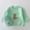 T-Shirts Mode Baby Hoodies Kleine Mädchen Niedlichen Cartoon Bärendruck Langarm T-shirt Kinder Casual Tops Jungen Baumwolle Sweatshirt 230224