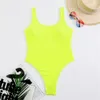 One Piece Swimsuit Women Sexy Swimwear Special Fabric Crinkle Cloth Wavy Strip Candy Color Thong Bather Bathing Suit 2023