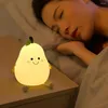 Night Lights Cute Smile Pear Light Soft Silicone Usb Charging LED Nightlight Children Kids Color-changing Eye Protective Bedside Lamp