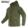 メンズジャケットTacvasen Airsoft Military Tactical Jacket Men Winter Fleece Liningフード付きソフトシェルアーミージャケットコート風車攻撃コート4xl 230225