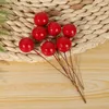 Decorative Flowers 50Pc/Lot Plastic Berry Artificial Flower Red Cherry Pearlescent Fake Fruit Model Party Kitchen Wedding Christmas