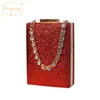 Evening Bag's Box Sequin Wedding Clutch Diamond Chain Luxury Design Handbag Bridal Small Party Purse gold B442 230225