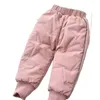 Jeans Winter Children Pants boys Girls Plus Velvet Thick corduroy Warm Trousers 1 6 years old baby s thickened double layer trousers 230224