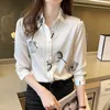 여성용 블라우스 셔츠 Blusas Blouses Femme 긴 소매 블라우스 여성 Blusas Mujer de Moda Collar 프린트 시프 블라우스 셔츠 탑 E677 230225