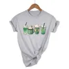 Women's TShirt Coffee St Patricks Day Cute Patty's Lucky Latte Green Irish Shamrock Clover Unisex Graphic Tees 230225