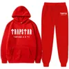 Fatos de treino masculinos Trapstar Fashion Spot Conjunto de moletom e calça com capuz para homens, 28 cores, romance de corrida solto, estampa grande de algodão Z0224