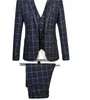 Męskie garnitury Przyjazd Man Suit Przystojny pojedynczy klapa Trzy kieszenie Damier Check Dinner (Kamizelki z kurtkami) Blazery