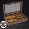 Uhrenboxen, Vintage-Holzvitrinen-Organizer mit Schloss, Schmuckaufbewahrung