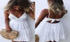 2019 femmes Sexy col en V dentelle été Bandge dos nu courte robe d'été blanche robes de plage robe d'été 8959715
