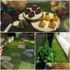 auto dvr fiori decorativi ghirlande 1mx1m / 2mx1m tappeto erboso verde prati artificiali tappeto erboso finto zolla casa giardino muschio per pavimento matrimonio Dh5Ed