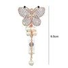 Broschen Ausweishalter mit Clip, robust, einziehbar, ausgefallene Strass-Schmetterlinge, Spule, Modeschmuck