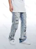 Jeans da uomo Abbigliamento da strada Jeans a gamba larga Piedi dritti da uomo Pantaloni lunghi Jeans blu Y2k Jeans da uomo Jeans strappati Abbigliamento da uomo Denim Z0225