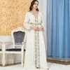 民族服2023エレガントな女性EidドレスJalabiya Muslim Abaya Belted Party Invined2 PCS Sets Kaftan Dubai Ramadan Long Robe Islamic