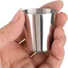 Wine Glasses 20pcs 30 ml stainless steel wine glasses Outdoor camping Coffee Tea Cup Silver Rugged Metal Shooter Suitable 230225