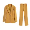 Survêtements pour femmes super qualité blazer ensemble 2023 printemps deux pièces costumes de travail bureau dame manteau à bouton unique avec pantalon à jambe large