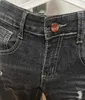 Jeans 5 6 8 10 14 16 år baby pojkar rippade hål tvättade raka byxor för barn tonårsbyxor kläder 230225