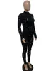 レディースツーピースパンツアドギール非常に伸縮性のあるホール2ピースセット女性ブラックタートルネック長袖トップペンシルパンツフィットネストレーニングジョガースーツ230225