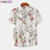 Casual shirts heren heren bloemen Hawaiiaanse shirts korte mouw plus size strandkleding shirt casual button down vakantief feestje aloha zomer shirt chemise z0224